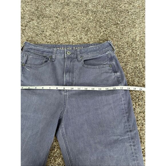 American Eagle Stretch Mom Jean Gray Purple Wash Denim High Waisted Size 4 Short - Picture 7 of 13